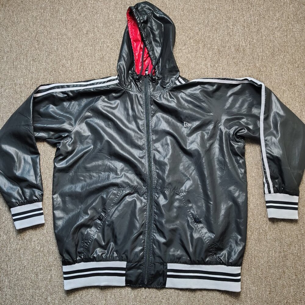 Vintage NEW ERA Reversible Jacket Men 3XL Black Red Full Zip Y2K Streetwear